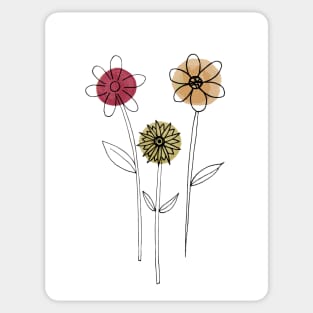 Line Contour Minimalist Flowers Sticker